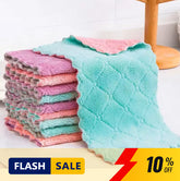 10pcs/Set Microfiber Kitchen Towels – Ultra Absorbent, Double-Layer Cleaning Cloths